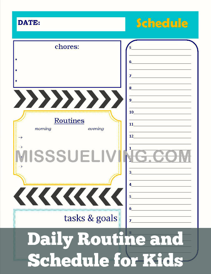 daily schedule activity for kids
