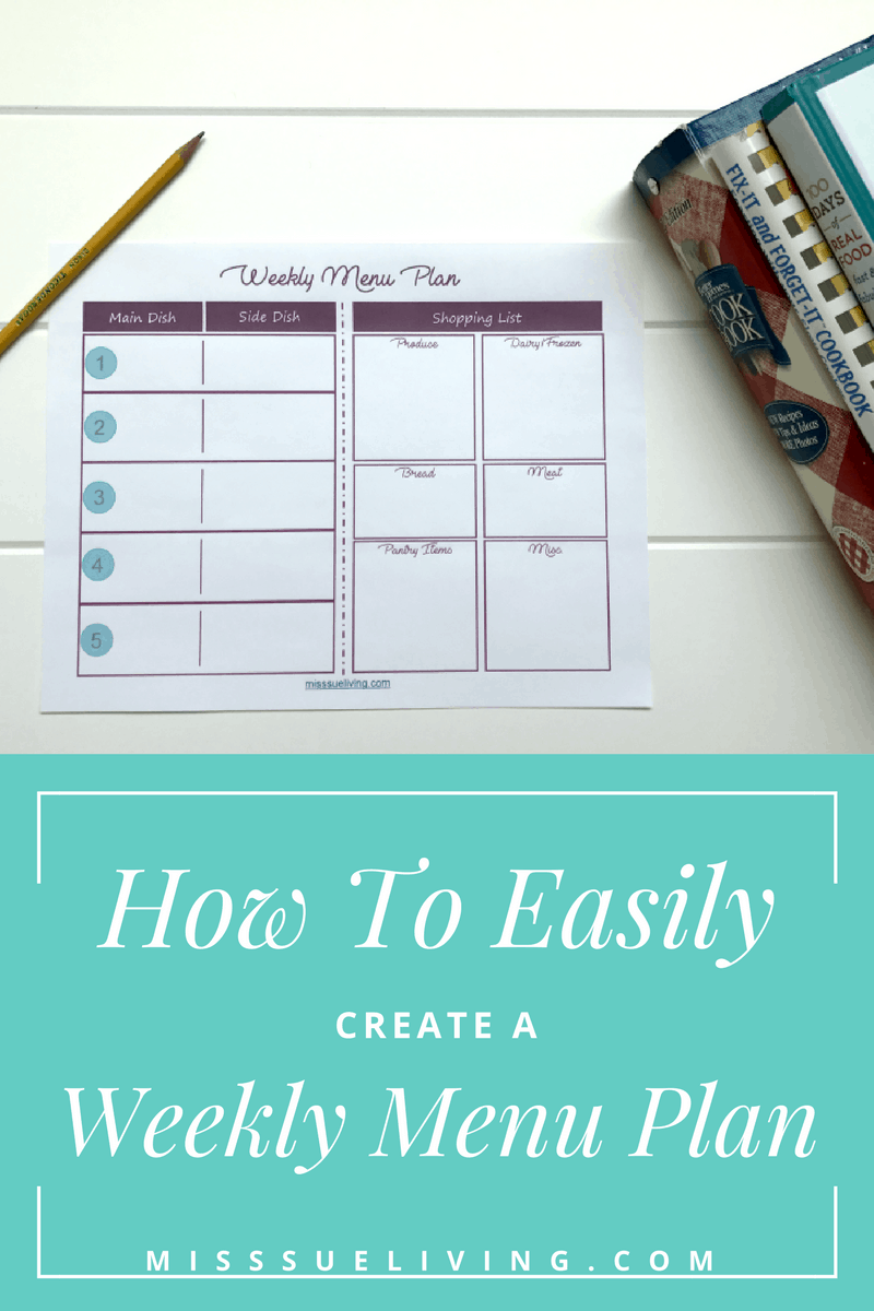 How To Easily Create A Weekly Menu Plan Miss Sue Living