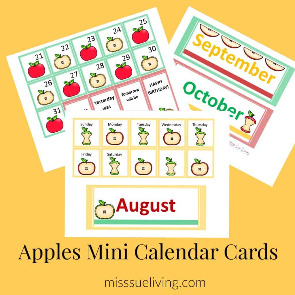 Easy DIY Calendar Pocket Chart: Apple Theme, calendar cards, apples, preschool printable, DIY Calendar
