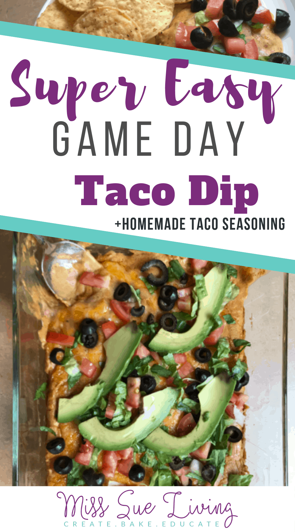 Super Easy Game Day Taco Dip With Homemade Taco Seasoning, game day taco dip, hot taco dip,taco dip, taco dip with cream cheese, best taco dip recipe, taco dip with sour cream, super bowl taco dip, taco dip easy, taco dip with refiried beans, touchdown taco dip, #tacodip #superbowlrecipes #gamedayrecipes #superbowl #gameday #touchdowntacodip