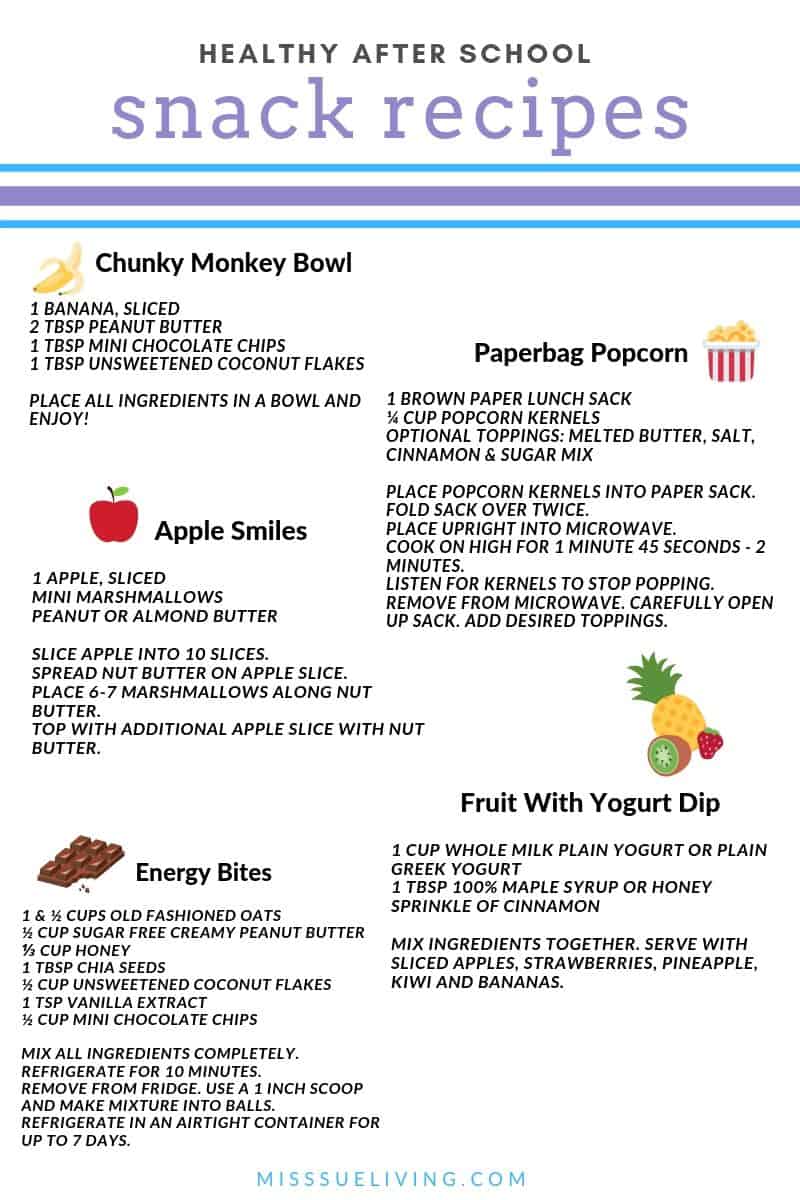 5 Simple And Healthy After School Snacks For Kids - Miss Sue Living