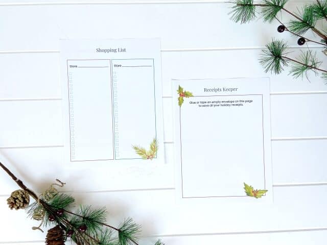 holiday shopping list, 2020 holiday planner printables